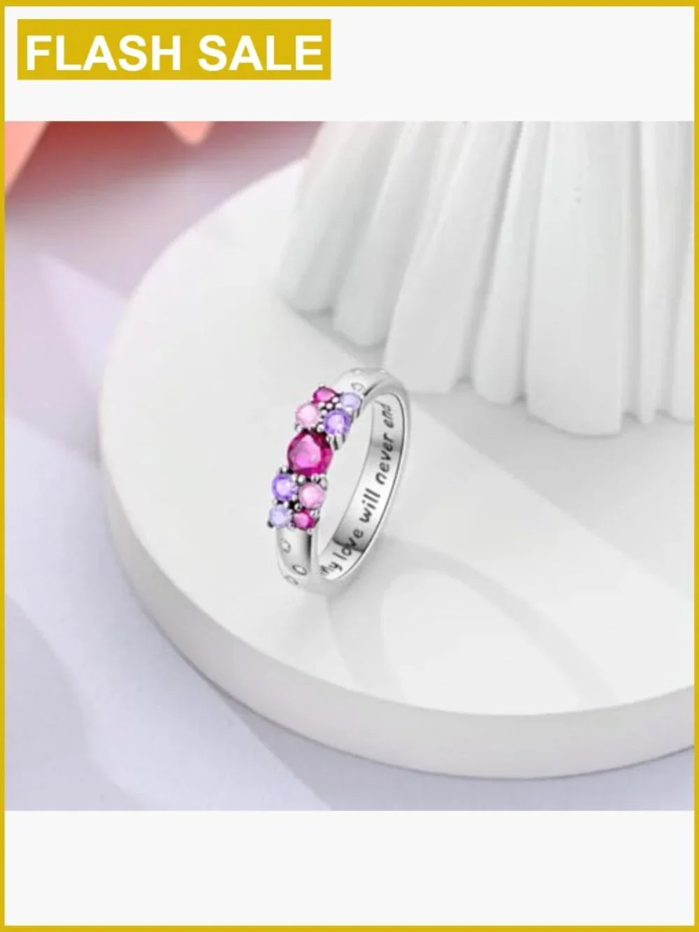Stackable Eternity Ring Set CZ Stones Size 6-9